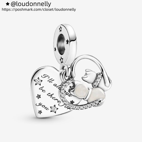 Pandora Cats & Hearts Dangle Charm - Picture 1 of 6
